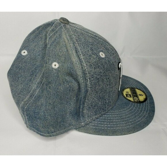 Genuine New Era 59Fifty Boston Red Sox Blue Denim B Hat – Fitted Cap with Wear - Picture 6 of 12